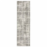 2' X 8' Grey And Ivory Abstract Shag Power Loom Stain Resistant Runner Rug - Homeroots - Flyclothing LLC
