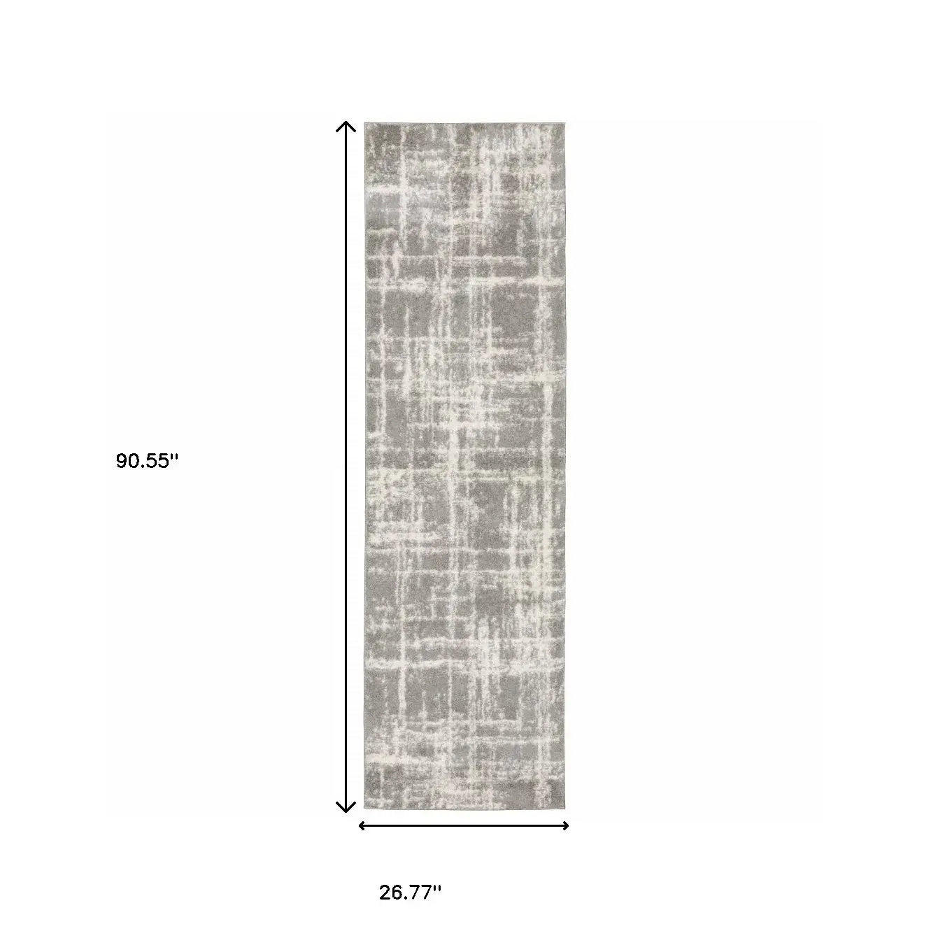 2' X 8' Grey And Ivory Abstract Shag Power Loom Stain Resistant Runner Rug - Homeroots - Flyclothing LLC