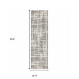 2' X 8' Grey And Ivory Abstract Shag Power Loom Stain Resistant Runner Rug - Homeroots - Flyclothing LLC