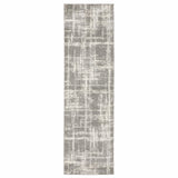 2' X 8' Grey And Ivory Abstract Shag Power Loom Stain Resistant Runner Rug - Homeroots