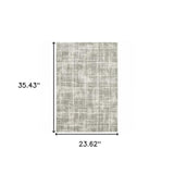 2' X 3' Grey And Ivory Abstract Shag Power Loom Stain Resistant Area Rug - Homeroots - Flyclothing LLC