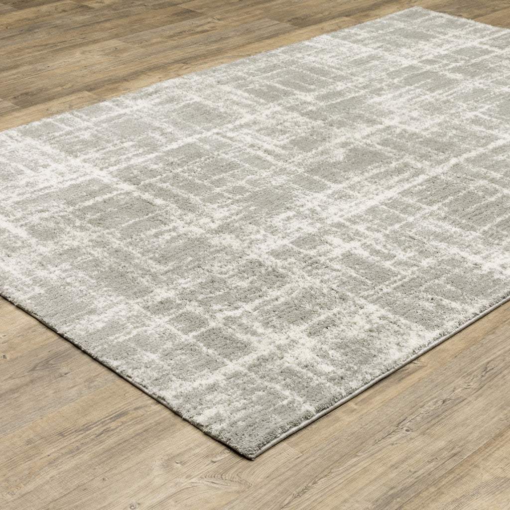 2' X 3' Grey And Ivory Abstract Shag Power Loom Stain Resistant Area Rug - Homeroots - Flyclothing LLC