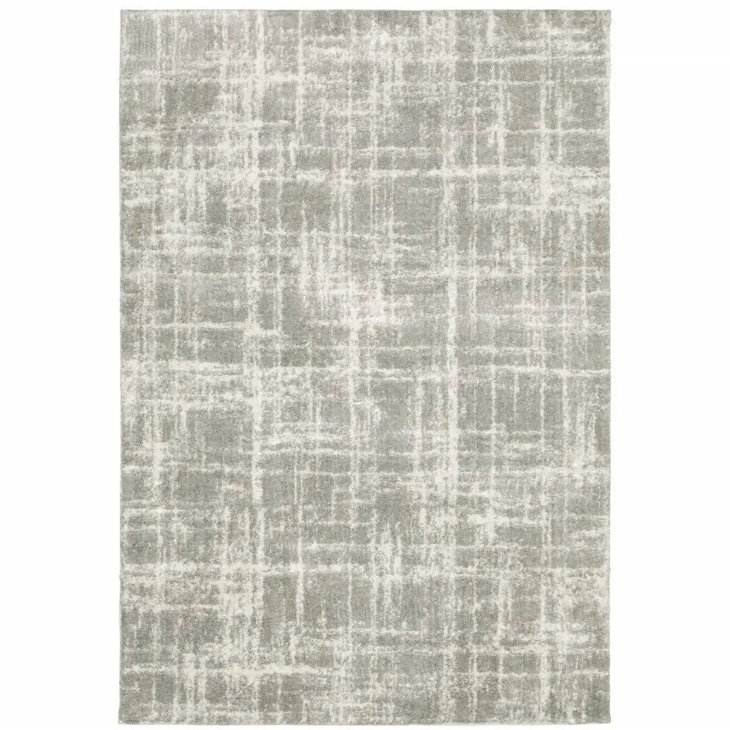 5' X 8' Grey And Ivory Abstract Shag Power Loom Stain Resistant Area Rug - Homeroots - Flyclothing LLC