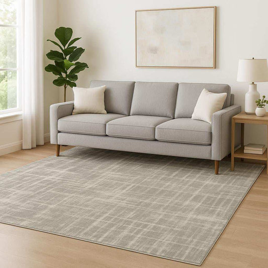 5' X 8' Grey And Ivory Abstract Shag Power Loom Stain Resistant Area Rug - Homeroots - Flyclothing LLC