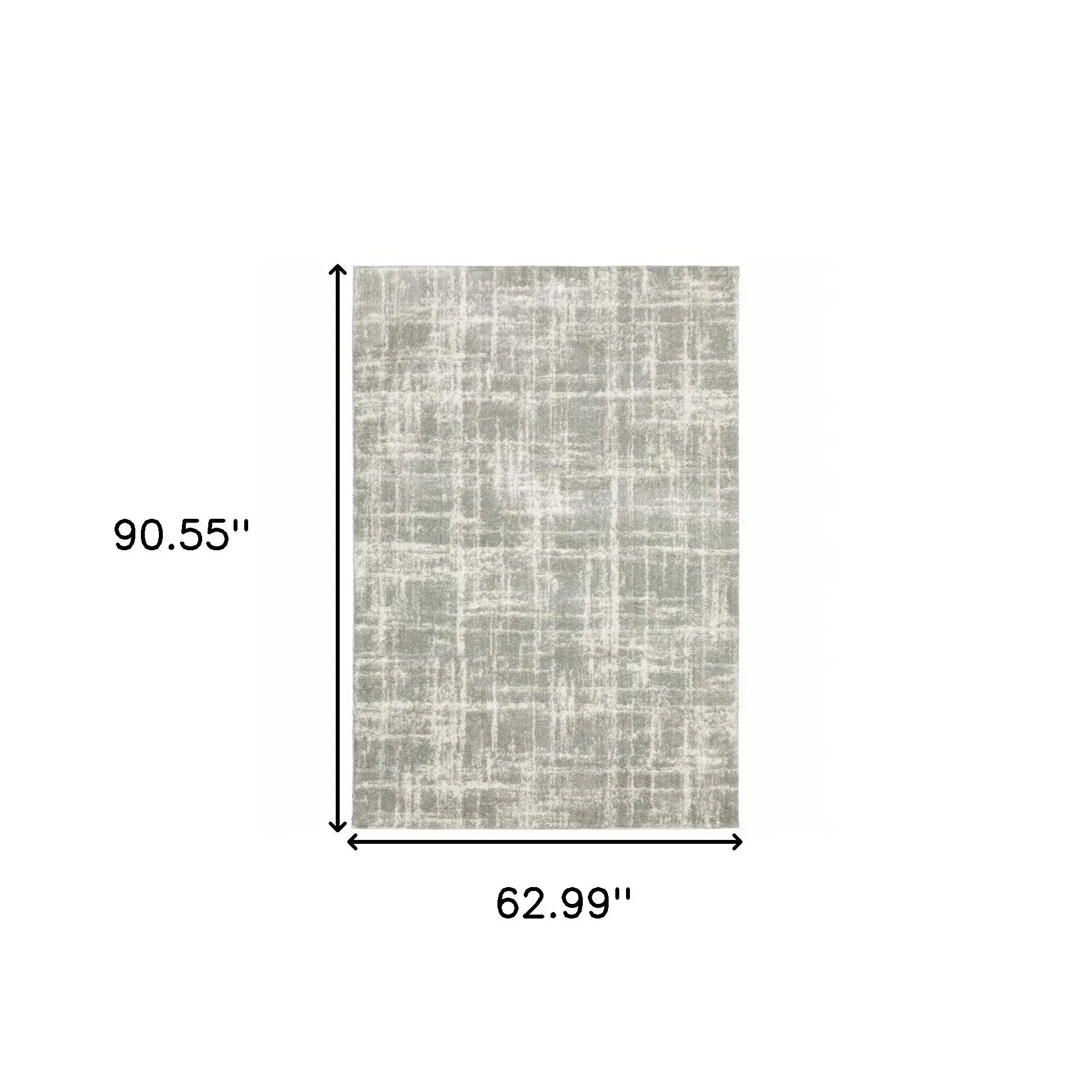 5' X 8' Grey And Ivory Abstract Shag Power Loom Stain Resistant Area Rug - Homeroots - Flyclothing LLC
