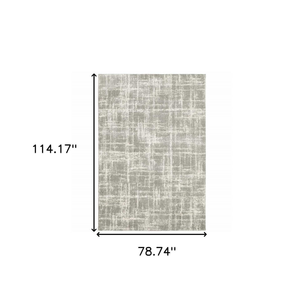 6' X 9' Grey And Ivory Abstract Shag Power Loom Stain Resistant Area Rug - Homeroots - Flyclothing LLC
