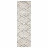 2' X 8' Ivory And Grey Geometric Shag Power Loom Stain Resistant Runner Rug - Homeroots - Flyclothing LLC
