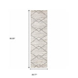 2' X 8' Ivory And Grey Geometric Shag Power Loom Stain Resistant Runner Rug - Homeroots - Flyclothing LLC