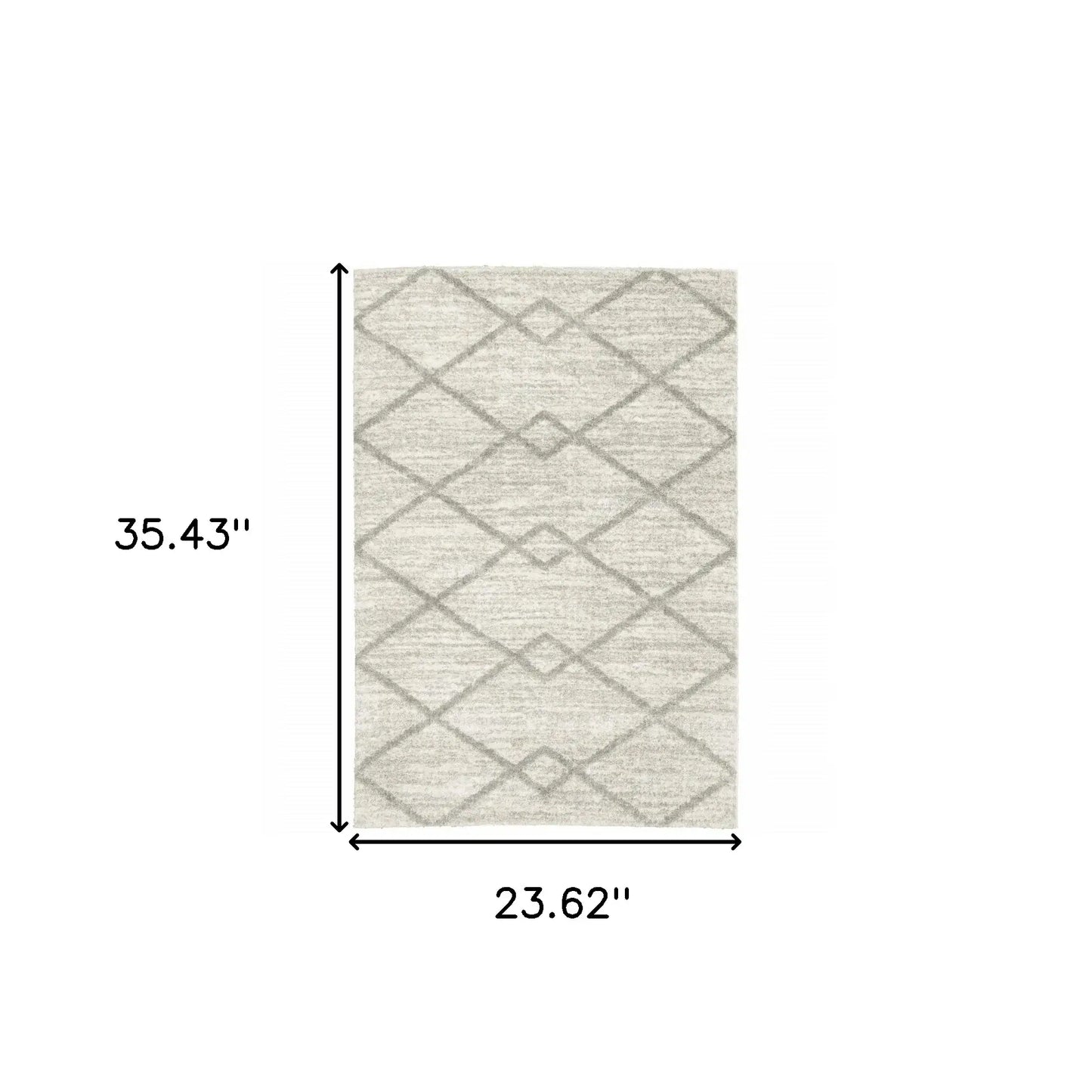 2' X 3' Ivory And Grey Geometric Shag Power Loom Stain Resistant Area Rug - Homeroots - Flyclothing LLC