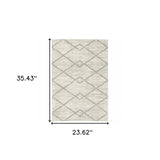 2' X 3' Ivory And Grey Geometric Shag Power Loom Stain Resistant Area Rug - Homeroots - Flyclothing LLC