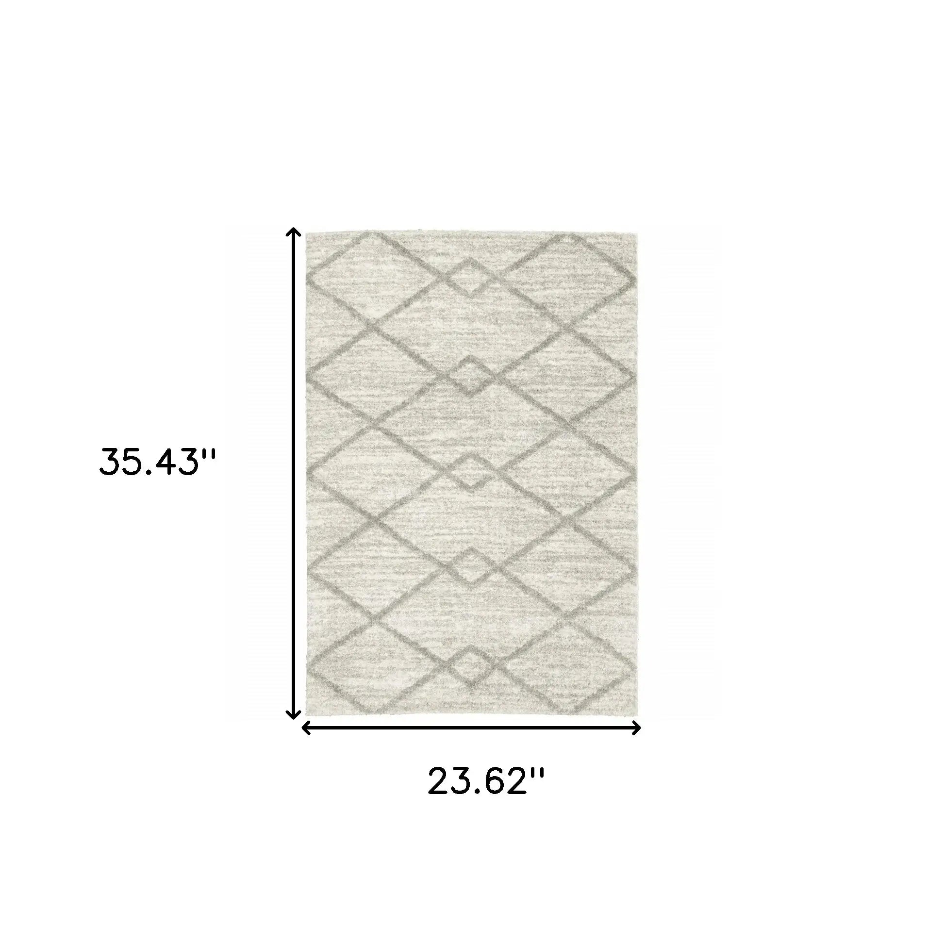 2' X 3' Ivory And Grey Geometric Shag Power Loom Stain Resistant Area Rug - Homeroots - Flyclothing LLC