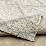 2' X 3' Ivory And Grey Geometric Shag Power Loom Stain Resistant Area Rug - Homeroots - Flyclothing LLC