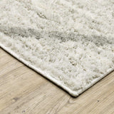 4' X 6' Ivory And Grey Geometric Shag Power Loom Stain Resistant Area Rug - Homeroots - Flyclothing LLC