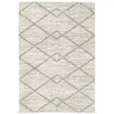 5' X 8' Ivory And Grey Geometric Shag Power Loom Stain Resistant Area Rug - Homeroots - Flyclothing LLC