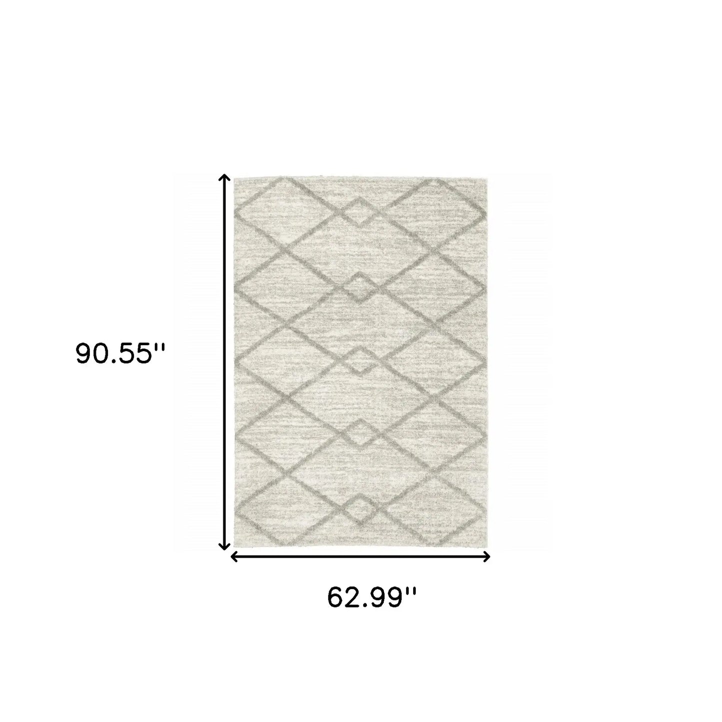 5' X 8' Ivory And Grey Geometric Shag Power Loom Stain Resistant Area Rug - Homeroots - Flyclothing LLC