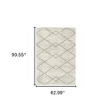 5' X 8' Ivory And Grey Geometric Shag Power Loom Stain Resistant Area Rug - Homeroots - Flyclothing LLC