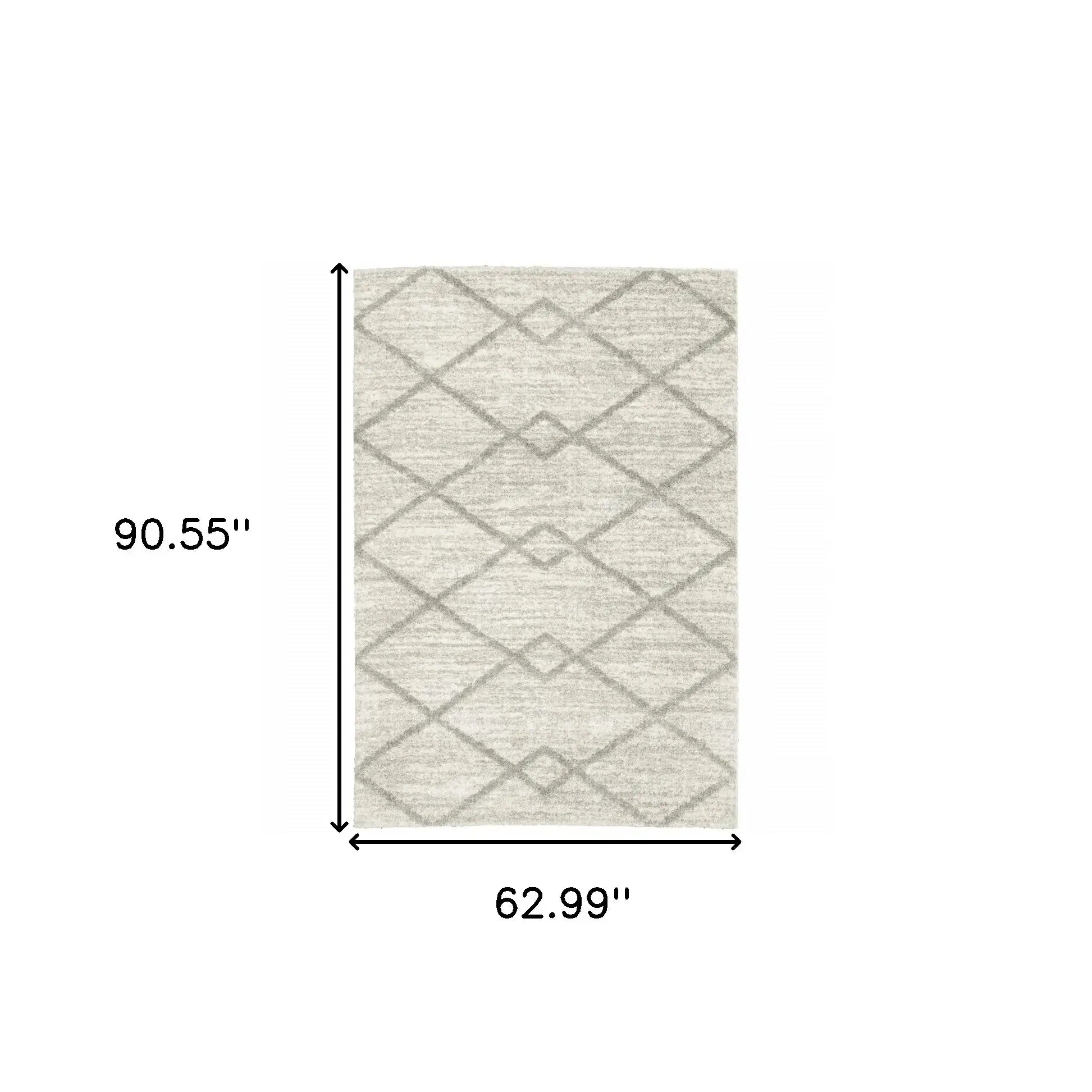 5' X 8' Ivory And Grey Geometric Shag Power Loom Stain Resistant Area Rug - Homeroots - Flyclothing LLC