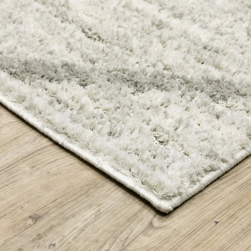 6' X 9' Ivory And Grey Geometric Shag Power Loom Stain Resistant Area Rug - Homeroots - Flyclothing LLC