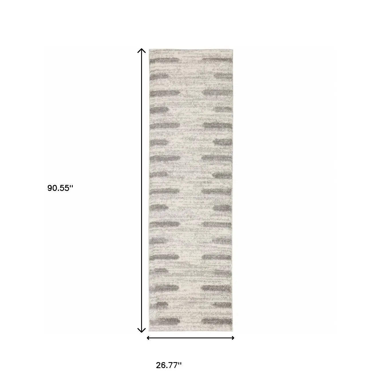 2' X 8' Ivory And Grey Geometric Shag Power Loom Stain Resistant Runner Rug - Homeroots - Flyclothing LLC