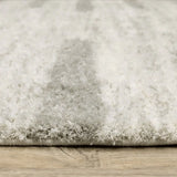 2' X 3' Ivory And Grey Geometric Shag Power Loom Stain Resistant Area Rug - Homeroots - Flyclothing LLC