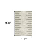 4' X 6' Ivory And Grey Geometric Shag Power Loom Stain Resistant Area Rug - Homeroots - Flyclothing LLC