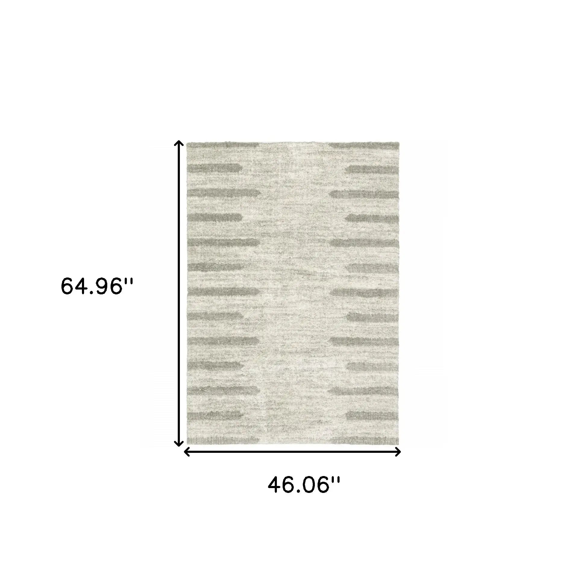 4' X 6' Ivory And Grey Geometric Shag Power Loom Stain Resistant Area Rug - Homeroots - Flyclothing LLC