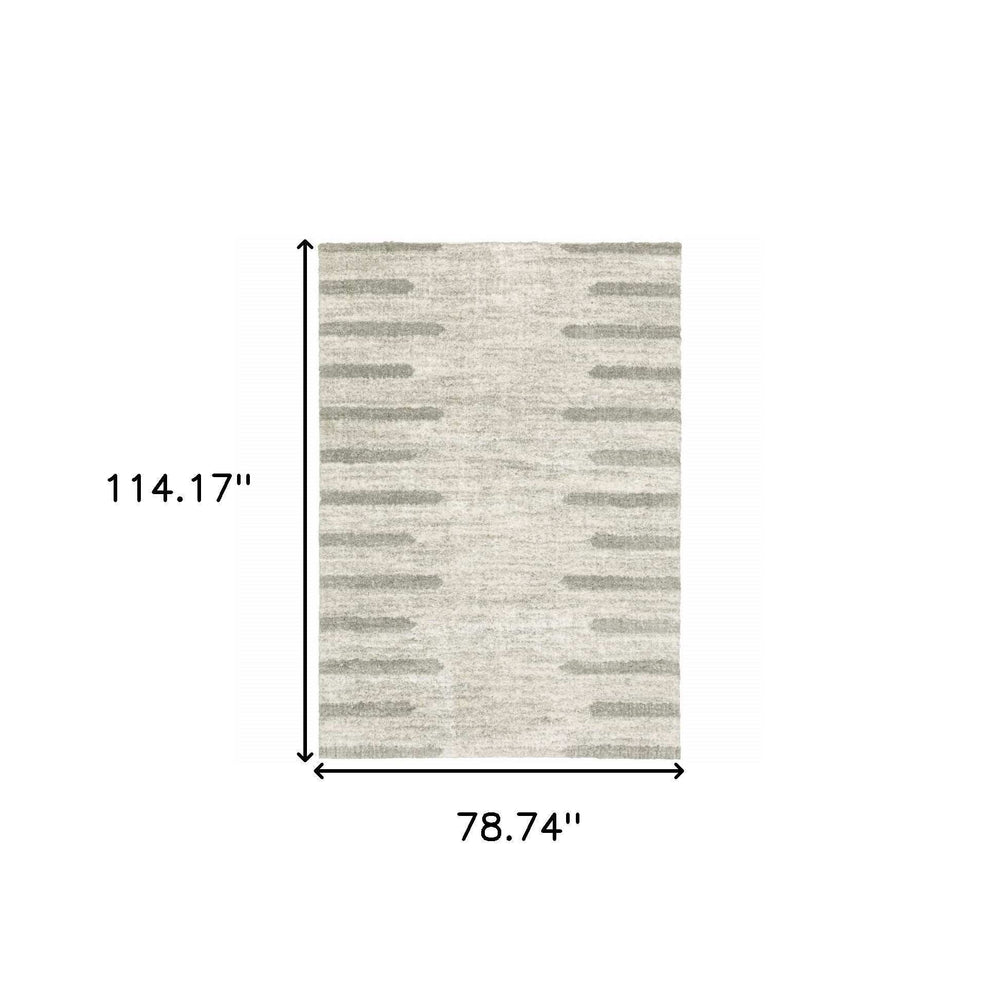 6' X 9' Ivory And Grey Geometric Shag Power Loom Stain Resistant Area Rug - Homeroots - Flyclothing LLC