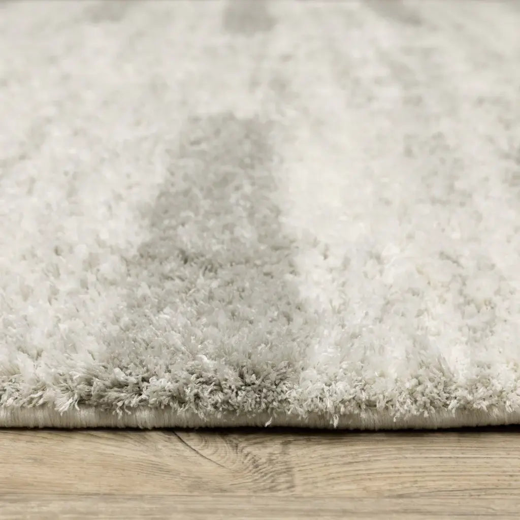 6' X 9' Ivory And Grey Geometric Shag Power Loom Stain Resistant Area Rug - Homeroots - Flyclothing LLC