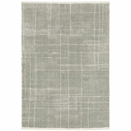 2' X 3' Grey And Ivory Geometric Shag Power Loom Stain Resistant Area Rug - Homeroots - Flyclothing LLC
