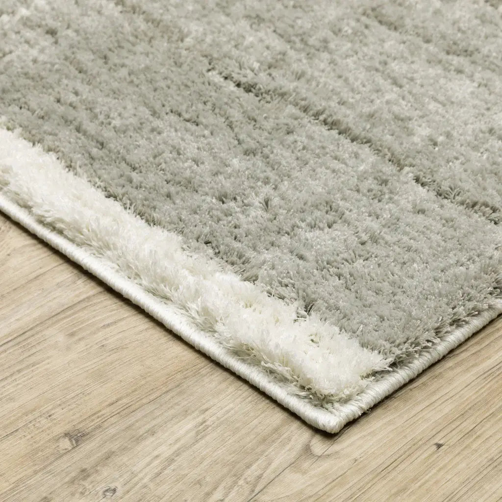 2' X 3' Grey And Ivory Geometric Shag Power Loom Stain Resistant Area Rug - Homeroots - Flyclothing LLC