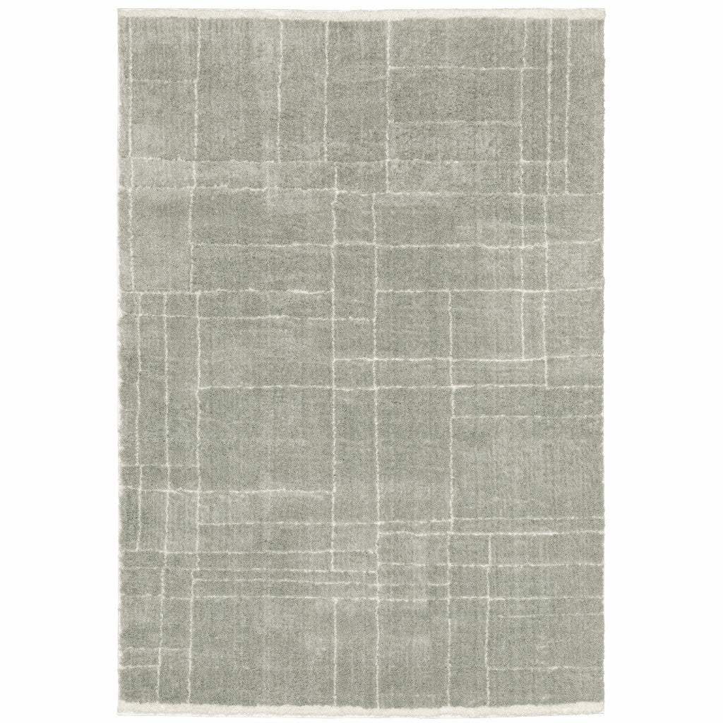 5' X 8' Grey And Ivory Geometric Shag Power Loom Stain Resistant Area Rug - Homeroots - Flyclothing LLC