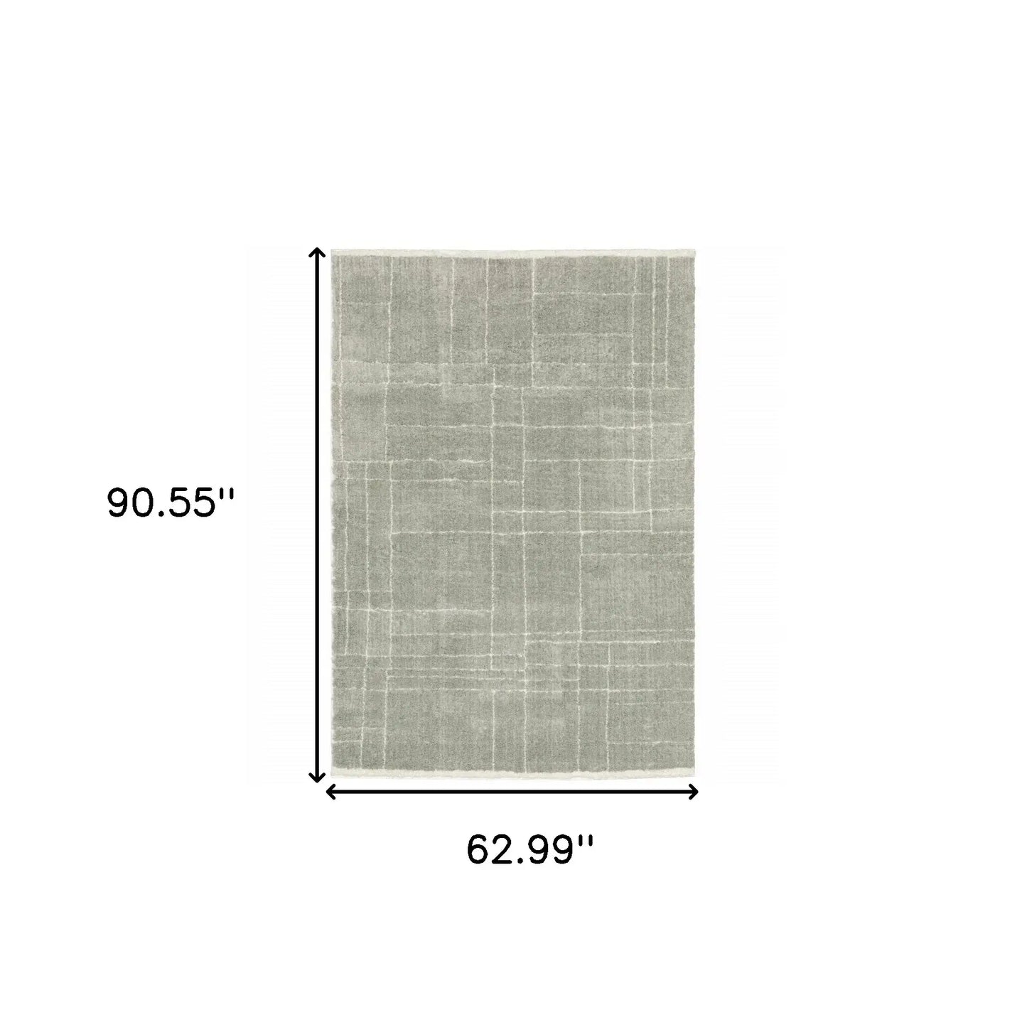 5' X 8' Grey And Ivory Geometric Shag Power Loom Stain Resistant Area Rug - Homeroots - Flyclothing LLC