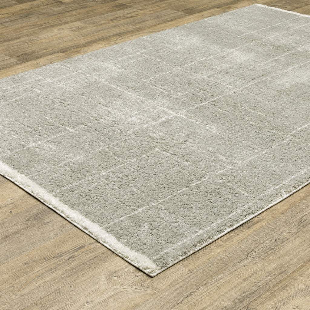 5' X 8' Grey And Ivory Geometric Shag Power Loom Stain Resistant Area Rug - Homeroots - Flyclothing LLC