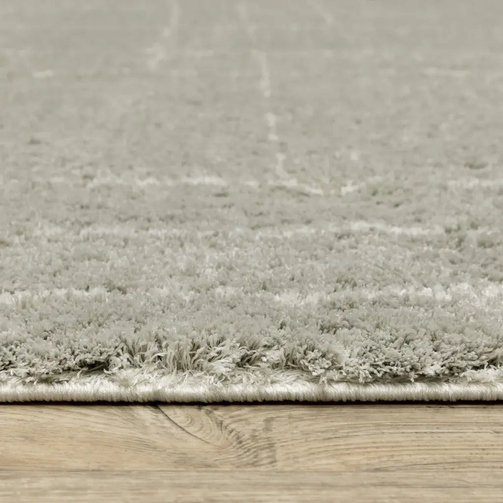 5' X 8' Grey And Ivory Geometric Shag Power Loom Stain Resistant Area Rug - Homeroots - Flyclothing LLC