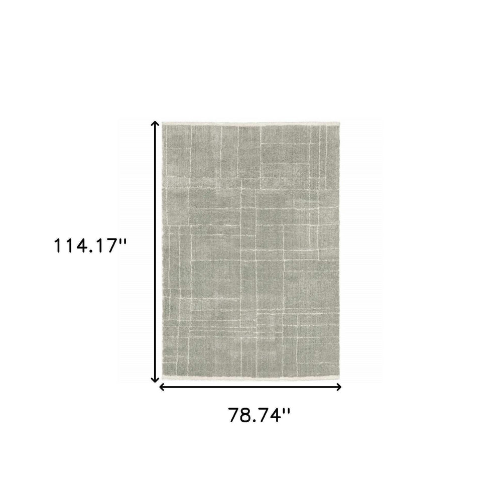 6' X 9' Grey And Ivory Geometric Shag Power Loom Stain Resistant Area Rug - Homeroots - Flyclothing LLC