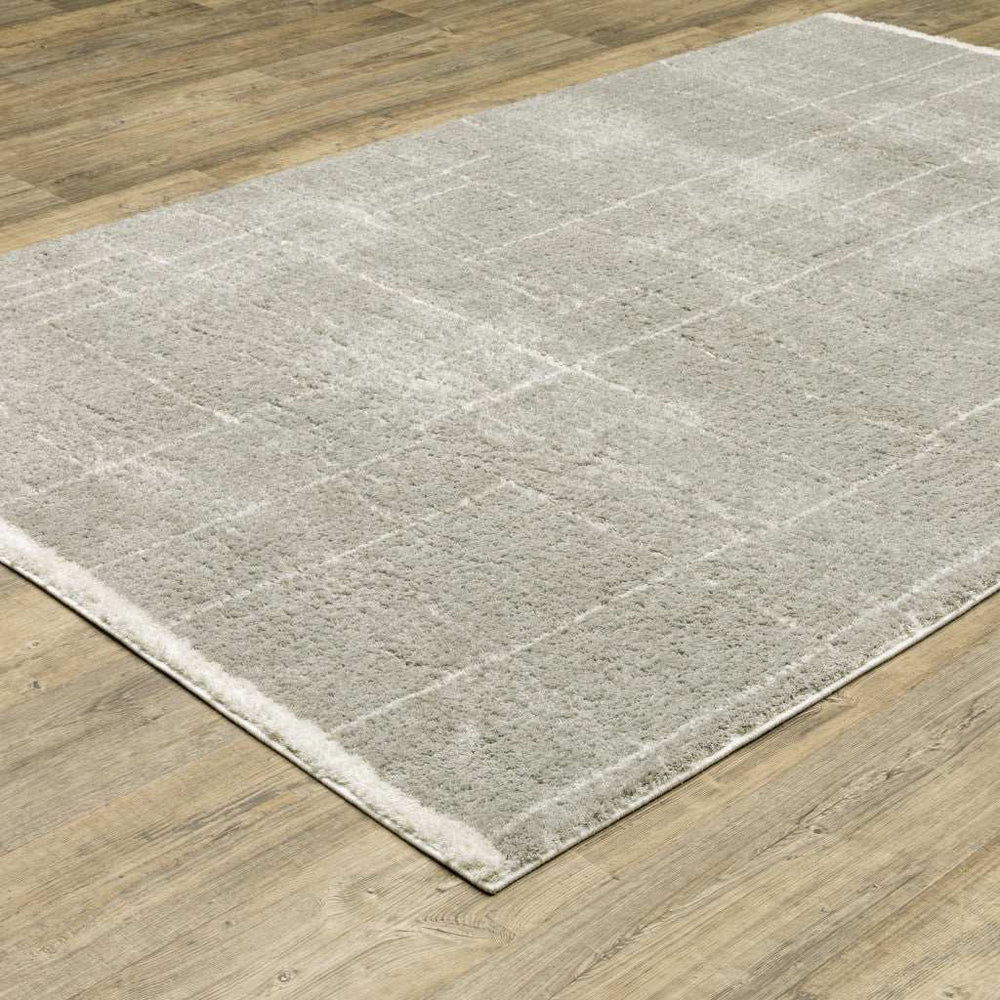 6' X 9' Grey And Ivory Geometric Shag Power Loom Stain Resistant Area Rug - Homeroots - Flyclothing LLC