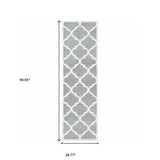 2' X 8' Grey And Ivory Geometric Shag Power Loom Stain Resistant Runner Rug - Homeroots - Flyclothing LLC