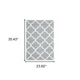 2' X 3' Grey And Ivory Geometric Shag Power Loom Stain Resistant Area Rug - Homeroots - Flyclothing LLC