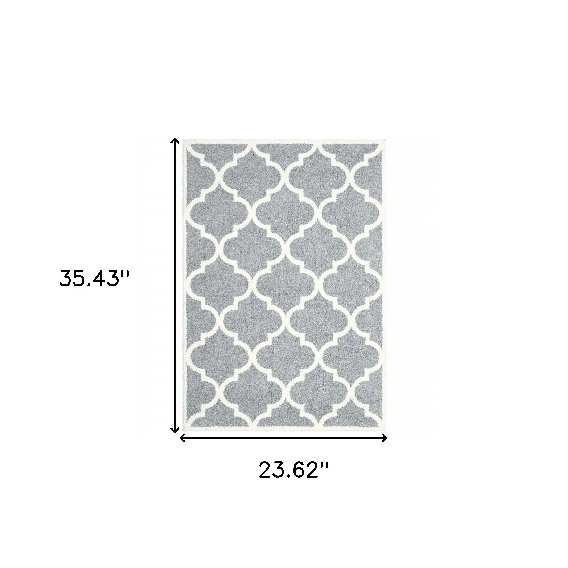 2' X 3' Grey And Ivory Geometric Shag Power Loom Stain Resistant Area Rug - Homeroots - Flyclothing LLC