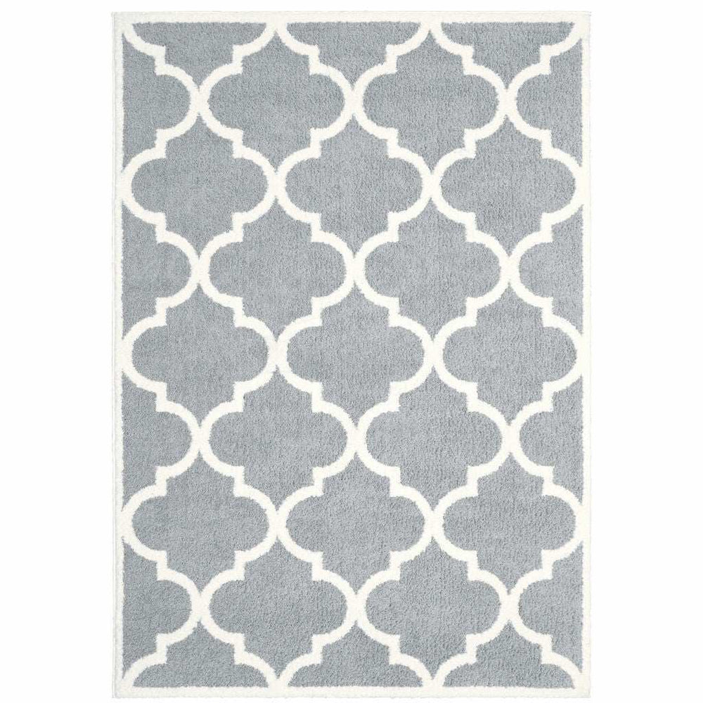 5' X 8' Grey And Ivory Geometric Shag Power Loom Stain Resistant Area Rug - Homeroots - Flyclothing LLC