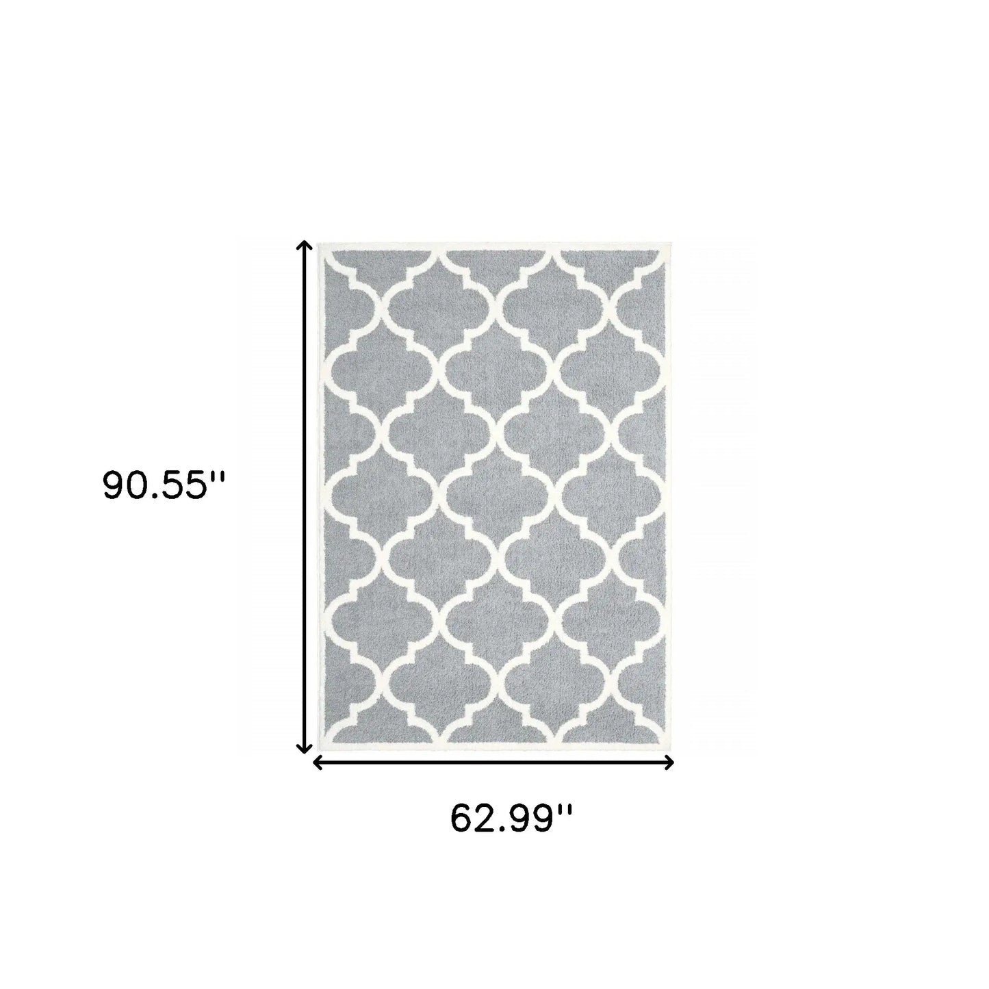 5' X 8' Grey And Ivory Geometric Shag Power Loom Stain Resistant Area Rug - Homeroots - Flyclothing LLC