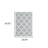 5' X 8' Grey And Ivory Geometric Shag Power Loom Stain Resistant Area Rug - Homeroots - Flyclothing LLC