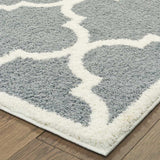 8' X 11' Grey And Ivory Geometric Shag Power Loom Stain Resistant Area Rug - Homeroots - Flyclothing LLC