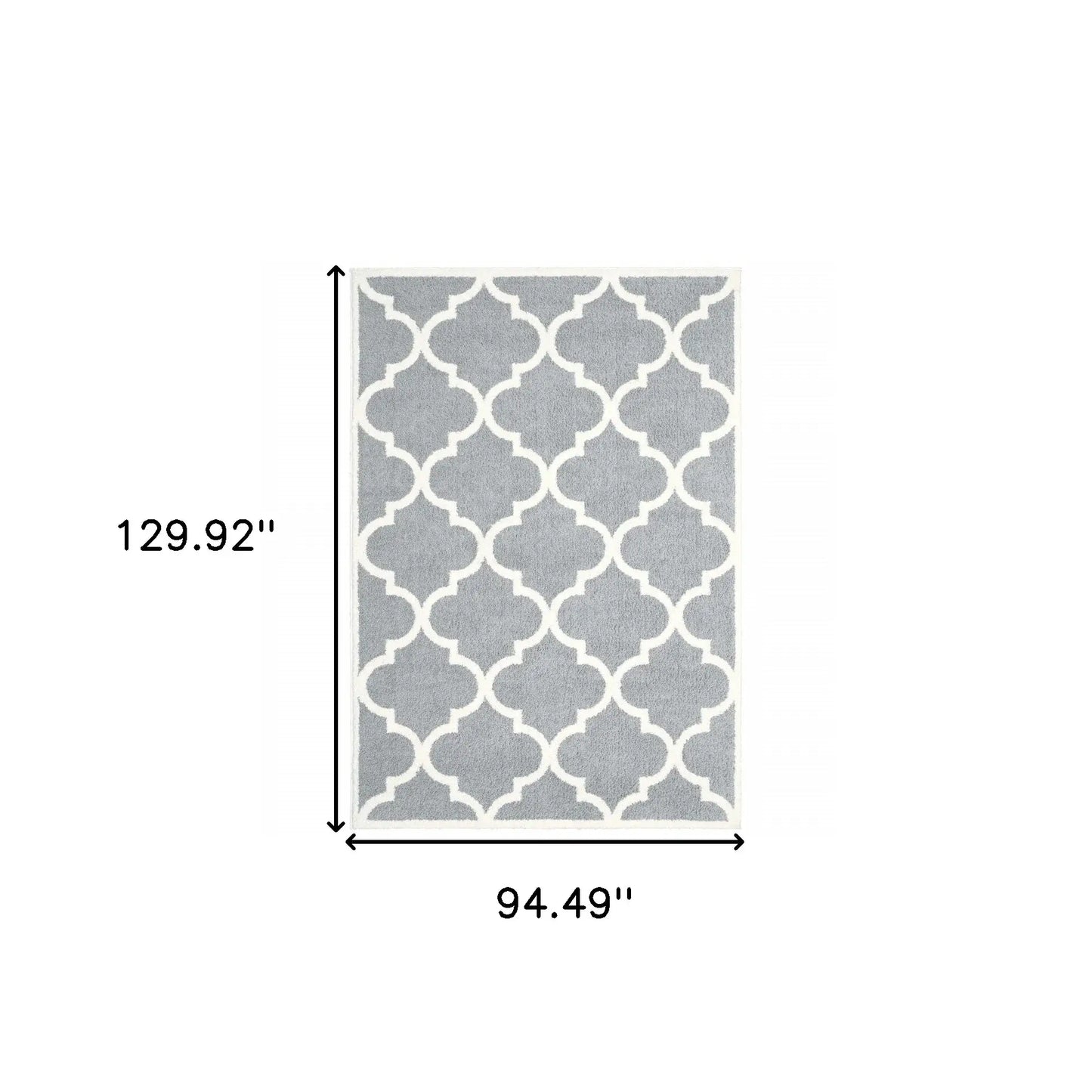 8' X 11' Grey And Ivory Geometric Shag Power Loom Stain Resistant Area Rug - Homeroots - Flyclothing LLC