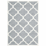 10' X 13' Grey And Ivory Geometric Shag Power Loom Stain Resistant Area Rug