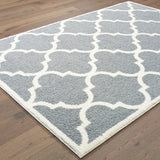 10' X 13' Grey And Ivory Geometric Shag Power Loom Stain Resistant Area Rug - Homeroots