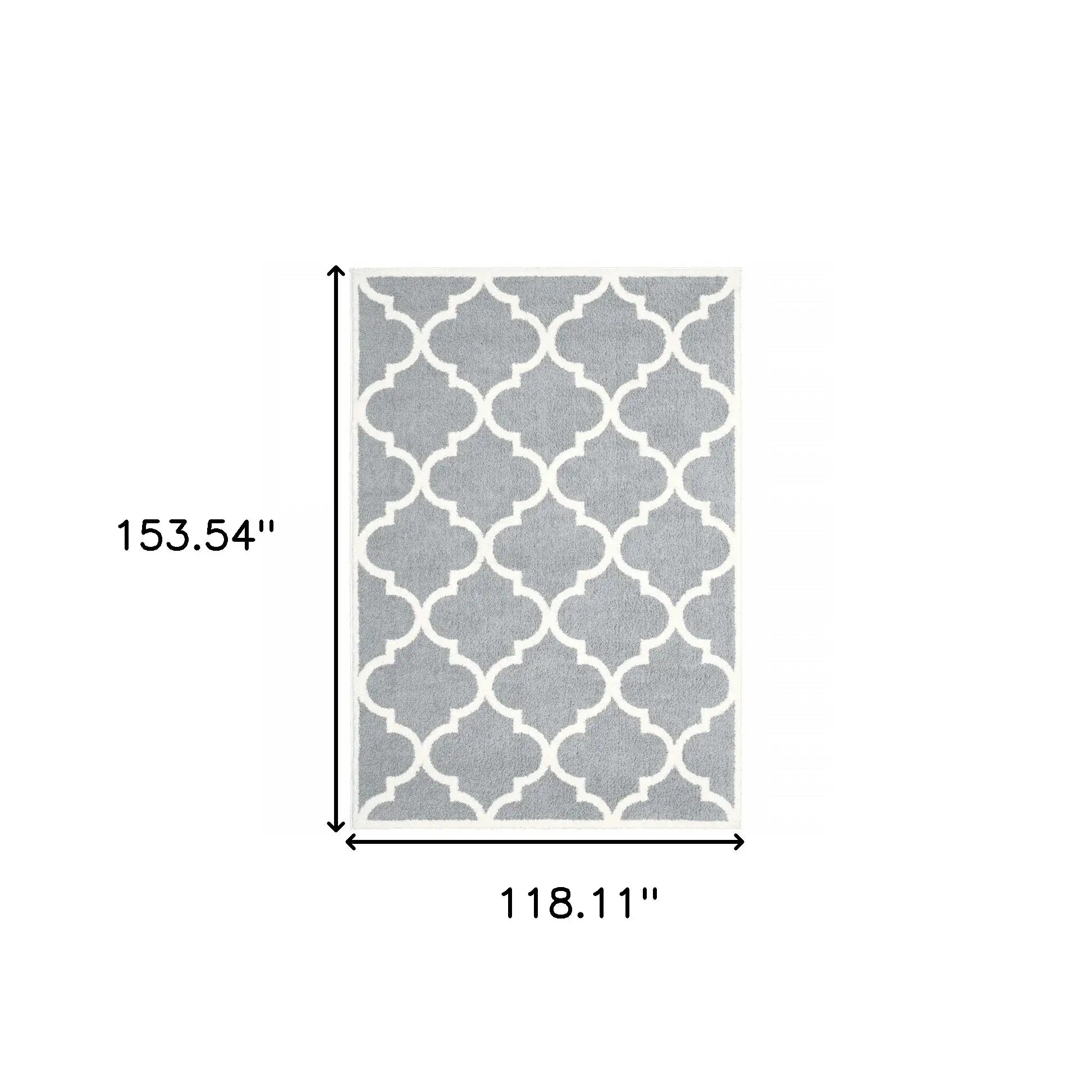 10' X 13' Grey And Ivory Geometric Shag Power Loom Stain Resistant Area Rug - Homeroots - Flyclothing LLC