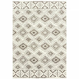 4' X 6' Ivory And Brown Geometric Shag Power Loom Stain Resistant Area Rug - Homeroots - Flyclothing LLC