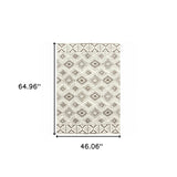 4' X 6' Ivory And Brown Geometric Shag Power Loom Stain Resistant Area Rug - Homeroots - Flyclothing LLC
