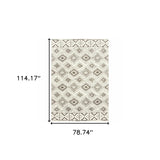 6' X 9' Ivory And Brown Geometric Shag Power Loom Stain Resistant Area Rug - Homeroots - Flyclothing LLC